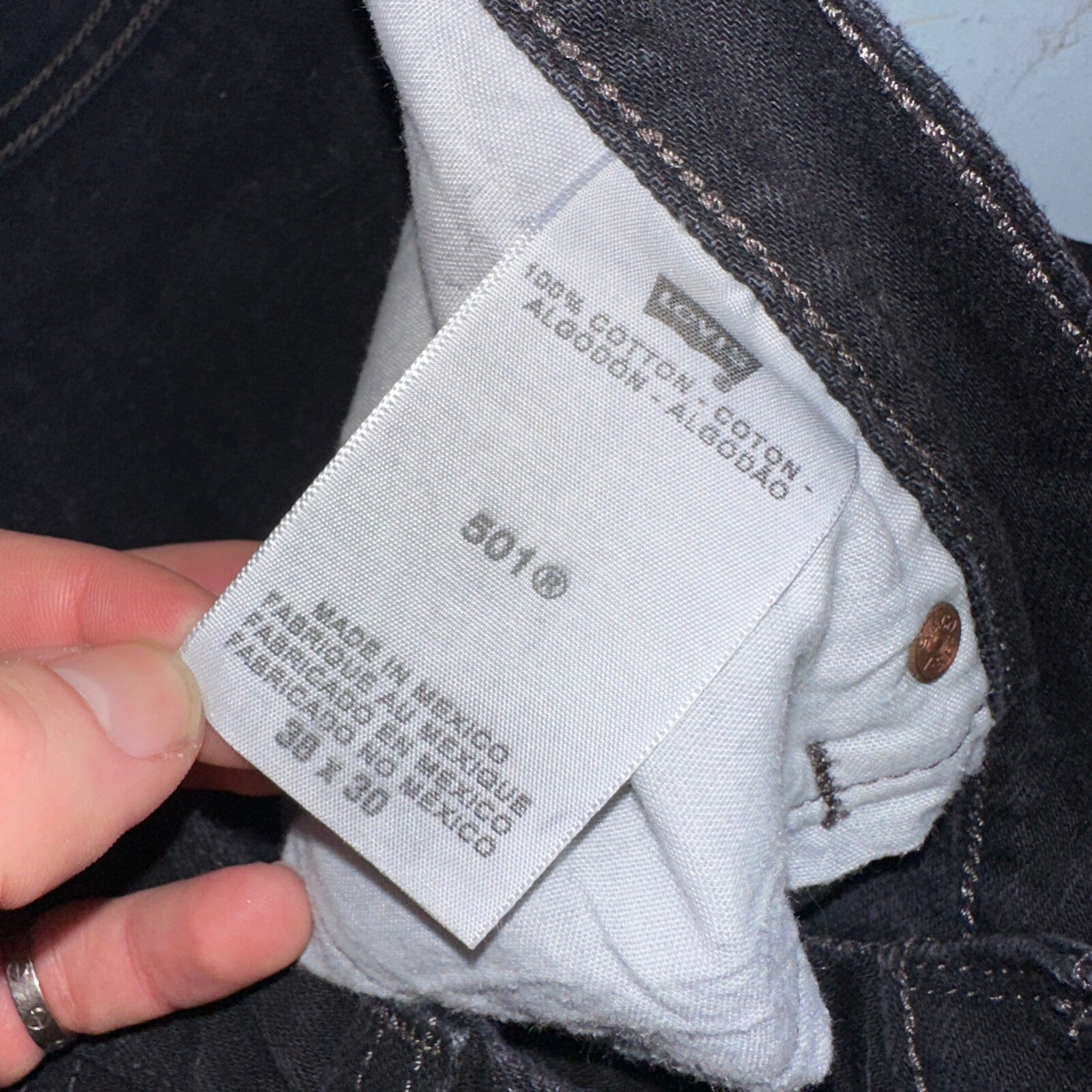 Levis 501 Vintage Y2K Mexico XX Straight Leg Jeans Black Dark Wash 38x30