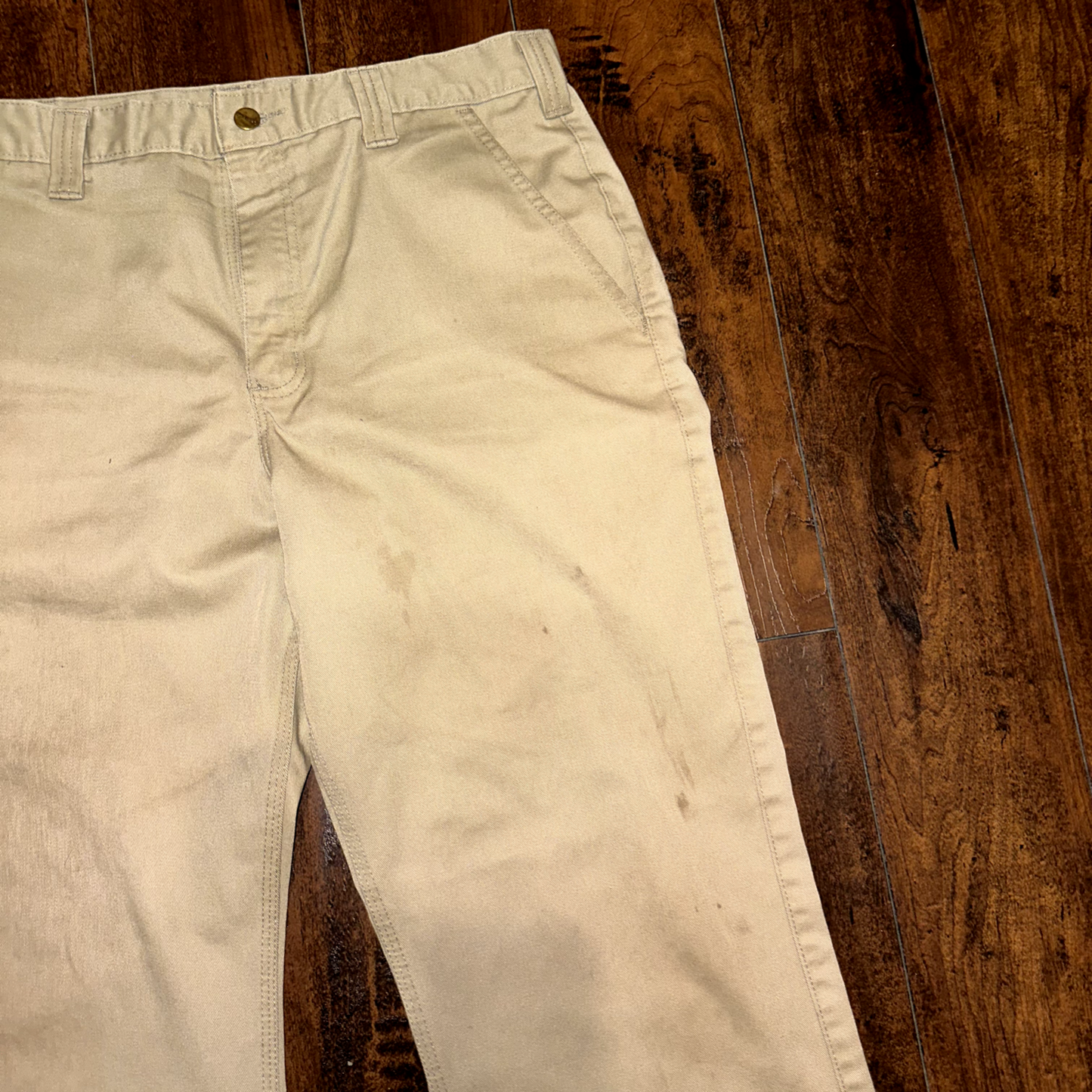 Carhartt Pants Mens Tan 34x29 Chinos Straight Leg Flat Front Workwear Relaxed