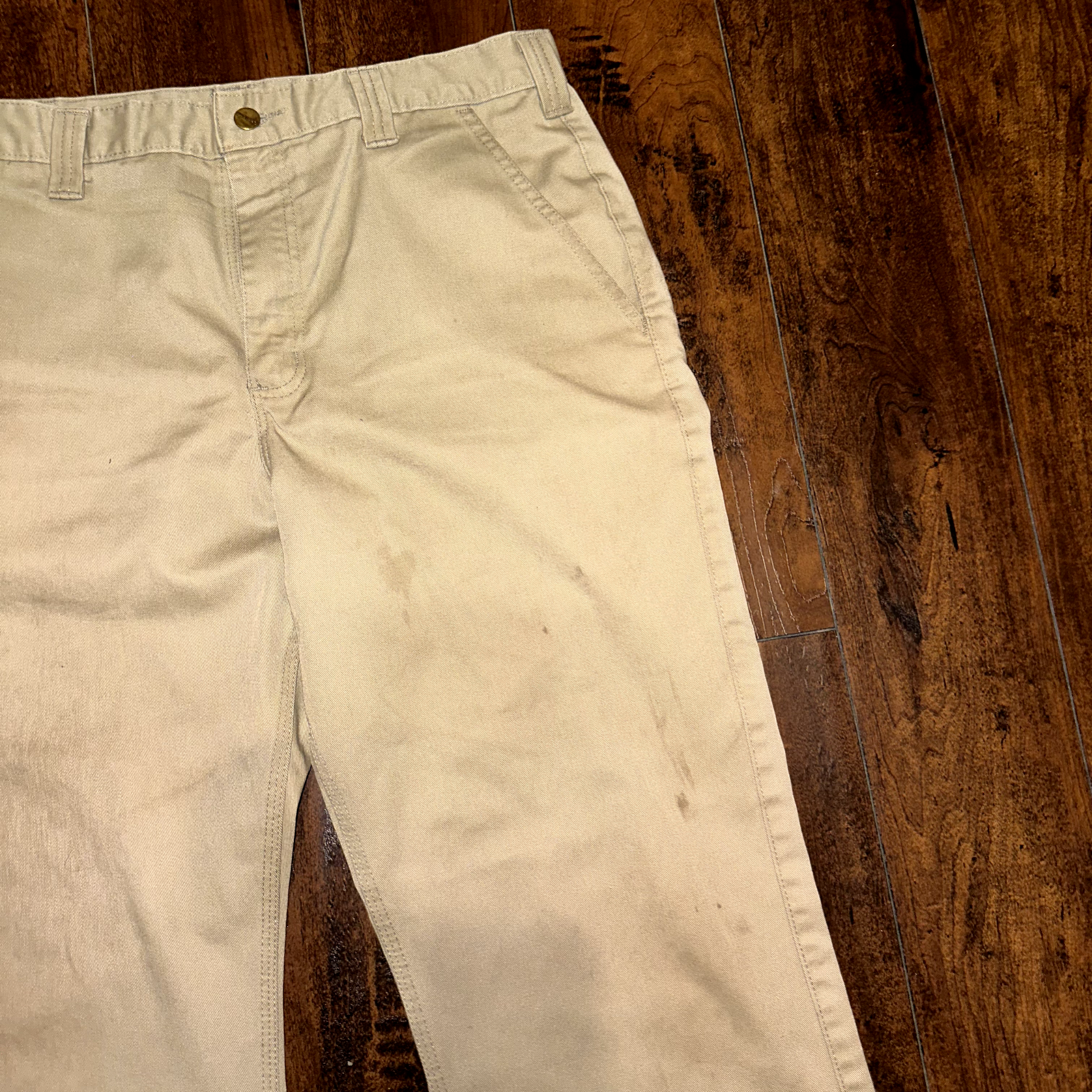 Carhartt Pants Mens Tan 34x29 Chinos Straight Leg Flat Front Workwear Relaxed