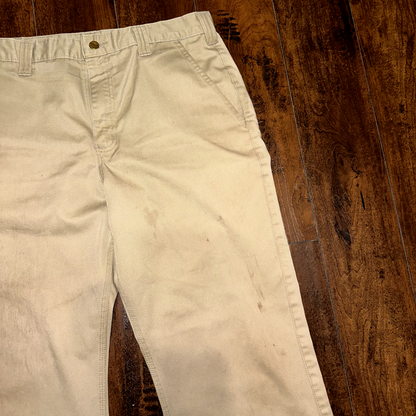Carhartt Pants Mens Tan 34x29 Chinos Straight Leg Flat Front Workwear Relaxed