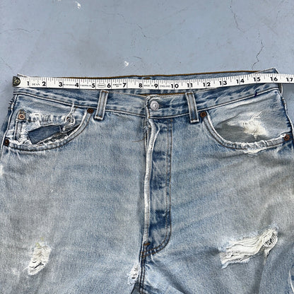 Levis 501 Vintage 90s USA XX Straight Leg Jeans Blue Light Wash 34x34 Act 32x33
