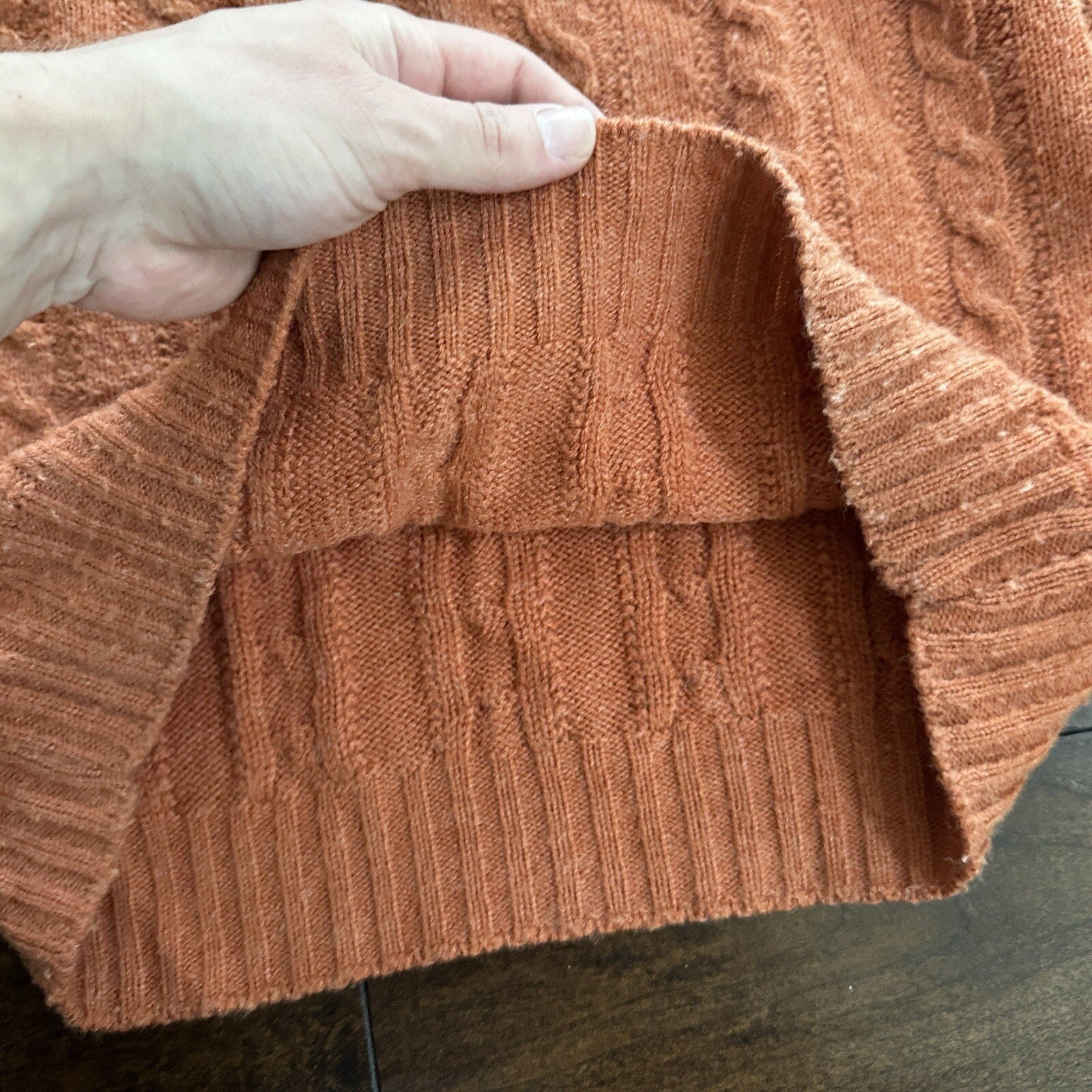 Vintage Jantzen Mens M Crewneck Sweater Orange USA Coogi Style Ugly Knit 60s