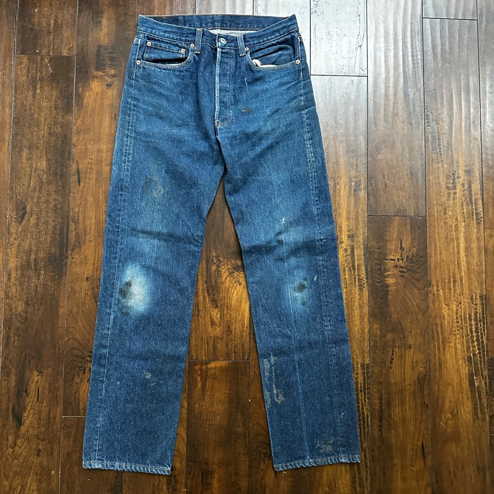 VTG 90s Levis 501 Button Fly 33x36 USA Tag Jeans Straight Wash Blue XX Act 30x31