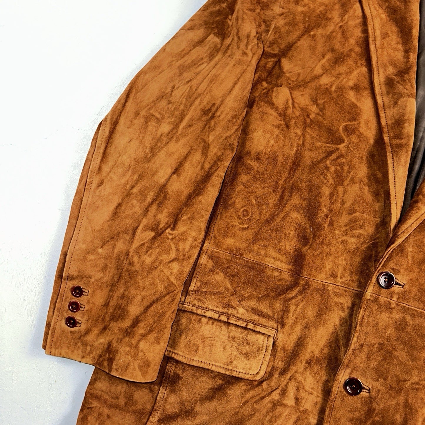 Orvis Mens 44 Suede leather blazer sport coat Lined jacket Brown Pockets