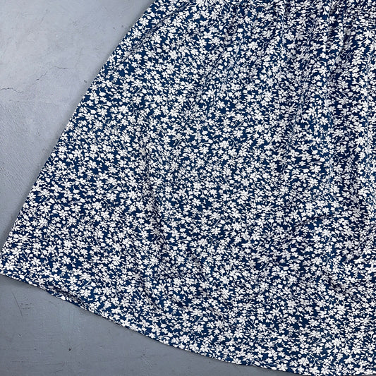 Vintage 1970s Ditsy Floral Blue Blouse 70s Womens Multicolor Rockabilly Dress