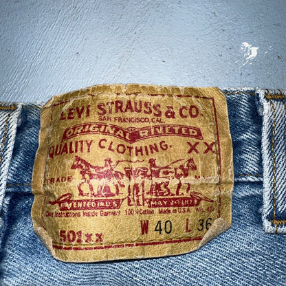 Levis 501 Vintage 90s USA XX Straight Leg Jeans Blue Light Wash 40x36 Act 36x31