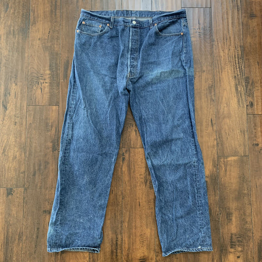 Levis 501 Vintage 90s Straight Leg XX USA Jeans 44x34 Dark Wash Act 40x30