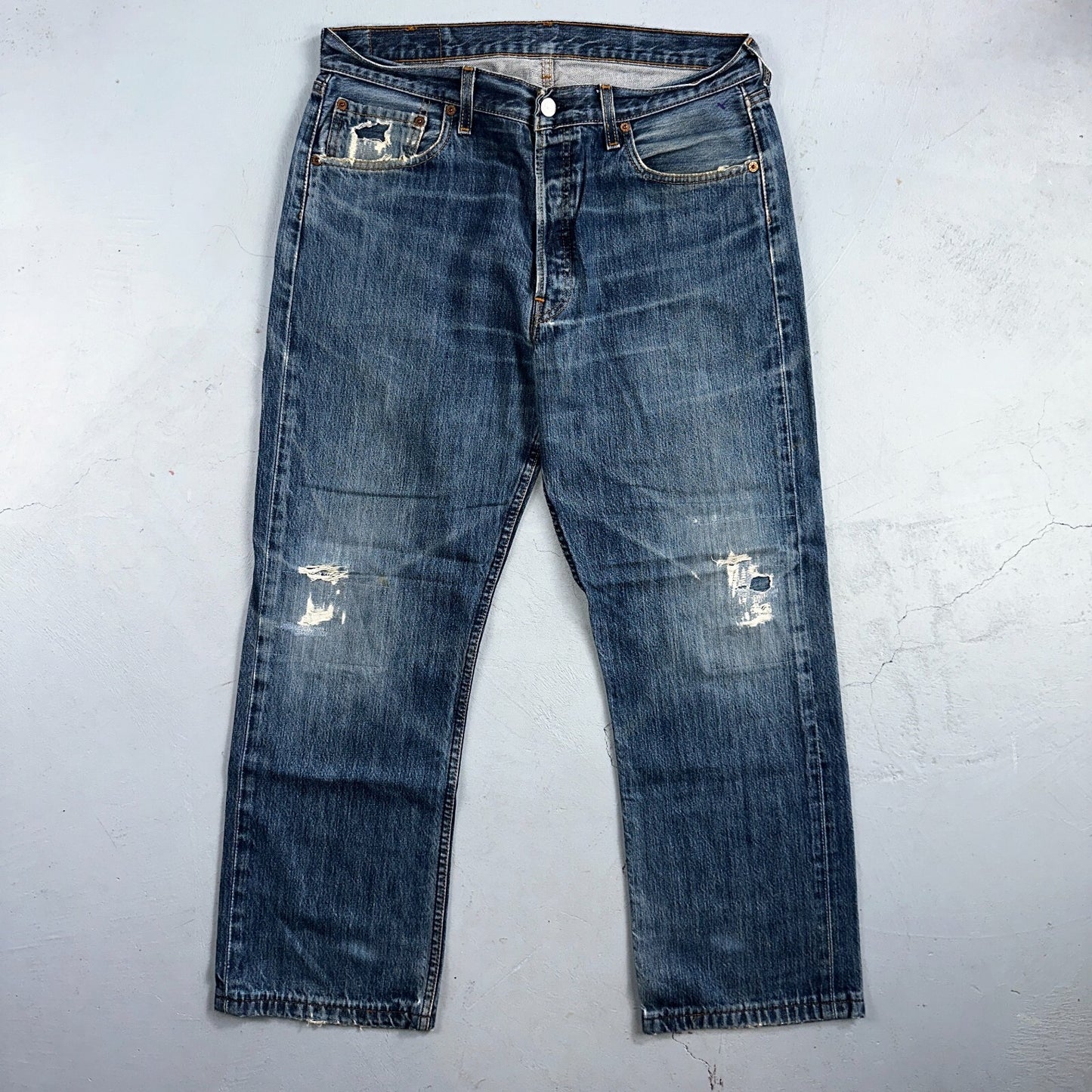 Levis 501 Vintage Y2K XX Straight Leg Jeans Blue Med Wash 34x34 Act 33x27