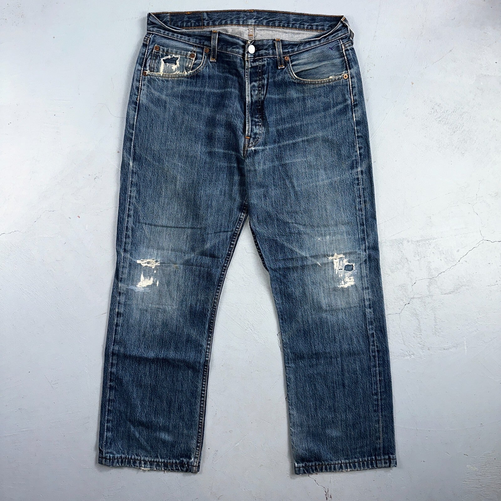 Levis 501 Vintage Y2K XX Straight Leg Jeans Blue Med Wash 34x34 Act 33x27