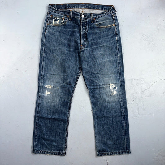 Levis 501 Vintage Y2K XX Straight Leg Jeans Blue Med Wash 34x34 Act 33x27