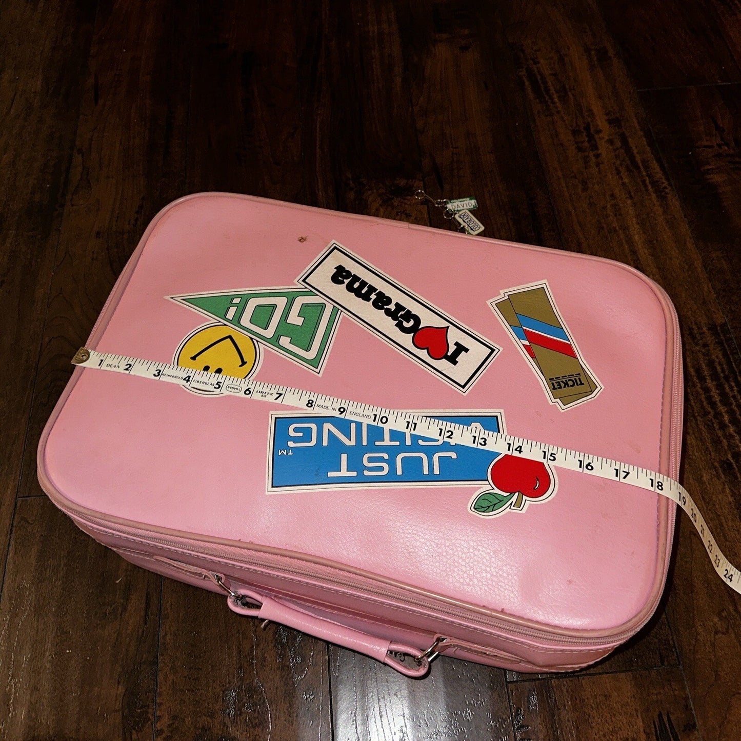 Vintage Childrens Pink Suitcase Just Visiting  Grandmas House Girls Travel Cute