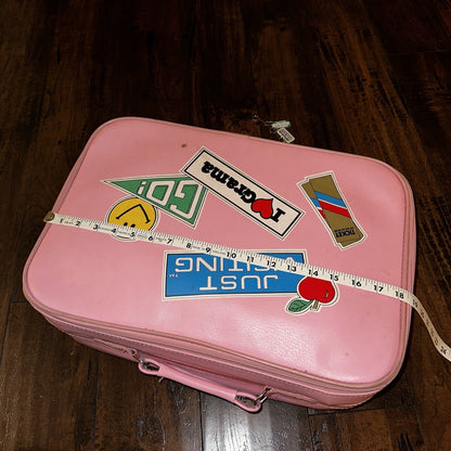 Vintage Childrens Pink Suitcase Just Visiting  Grandmas House Girls Travel Cute