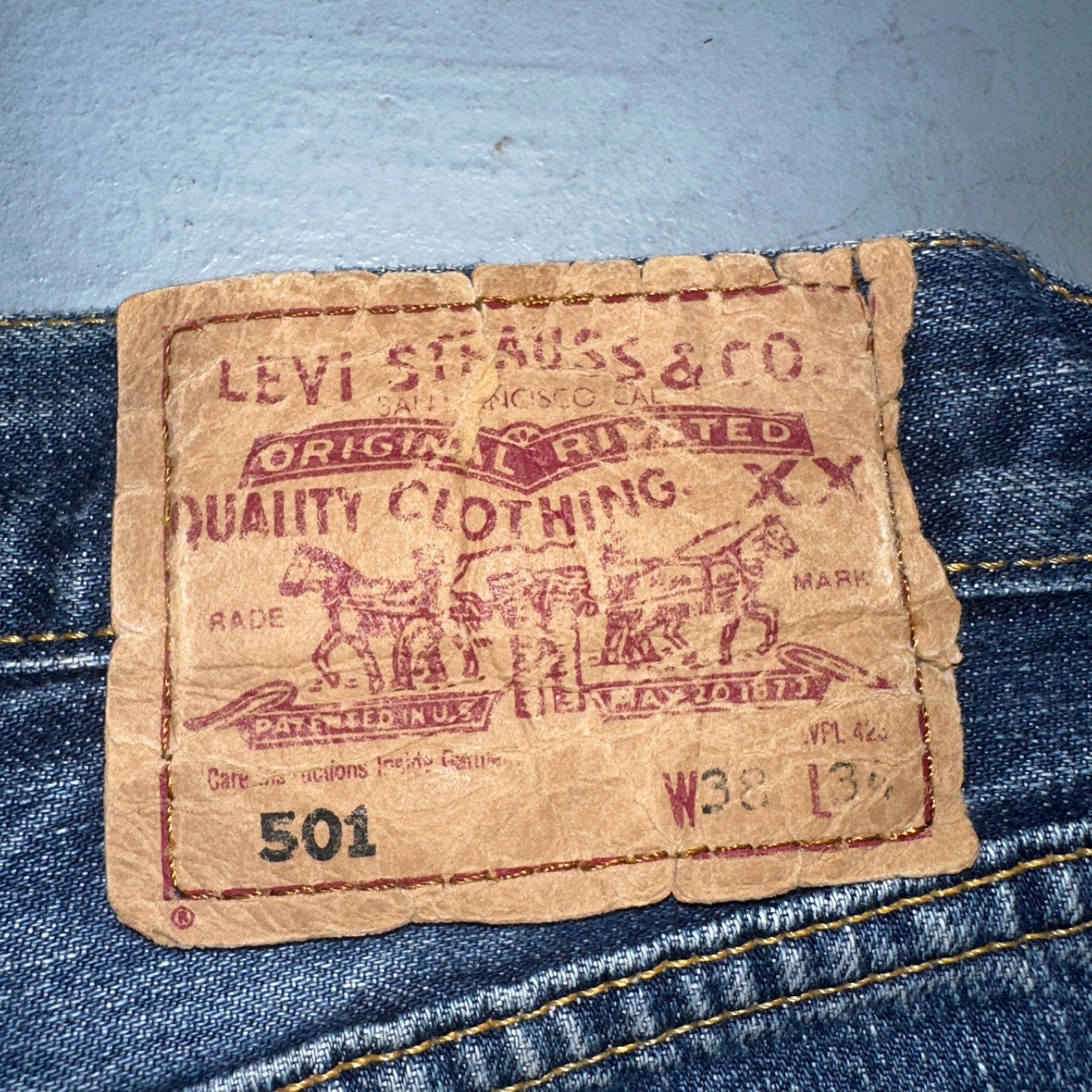 Levis 501 Vintage 90s Spain XX Straight Leg Jeans Blue Med Wash 38x34 Act 38x33