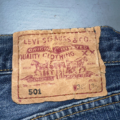 Levis 501 Vintage 90s Spain XX Straight Leg Jeans Blue Med Wash 38x34 Act 38x33