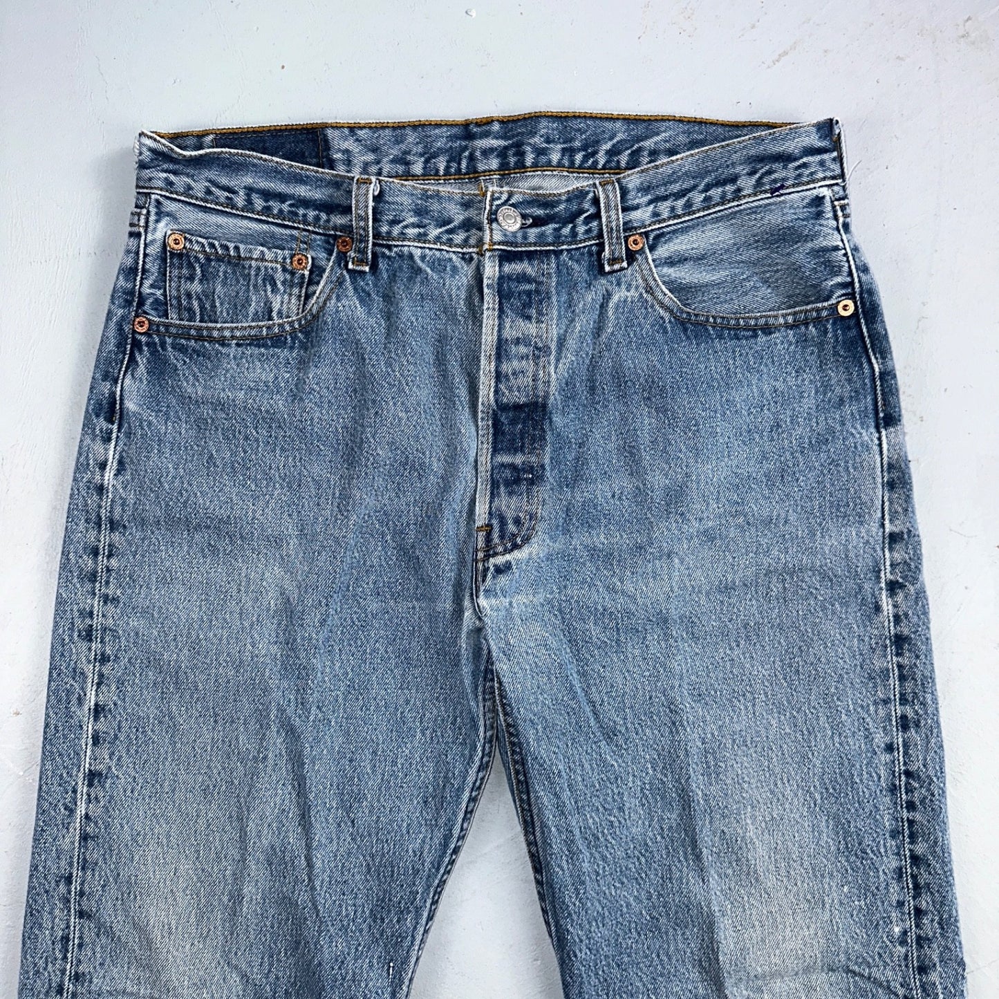 Levis 501 Vintage 90s USA XX Straight Leg Jeans Blue Light Wash 35x34 Act 33x30