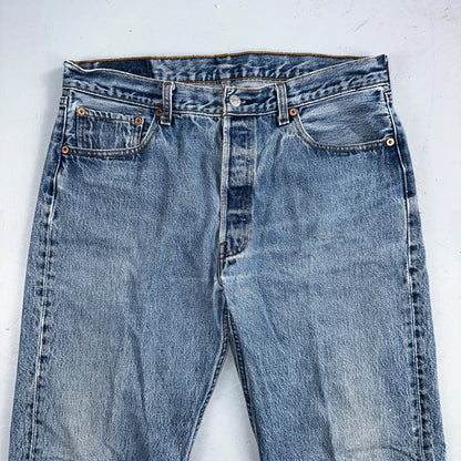 Levis 501 Vintage 90s USA XX Straight Leg Jeans Blue Light Wash 35x34 Act 33x30
