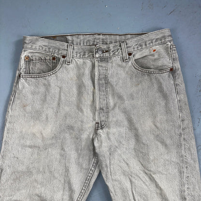 Levis 501 Vintage 90s USA XX Straight Leg Jeans Gray Light Wash 36x32 Act 33x30
