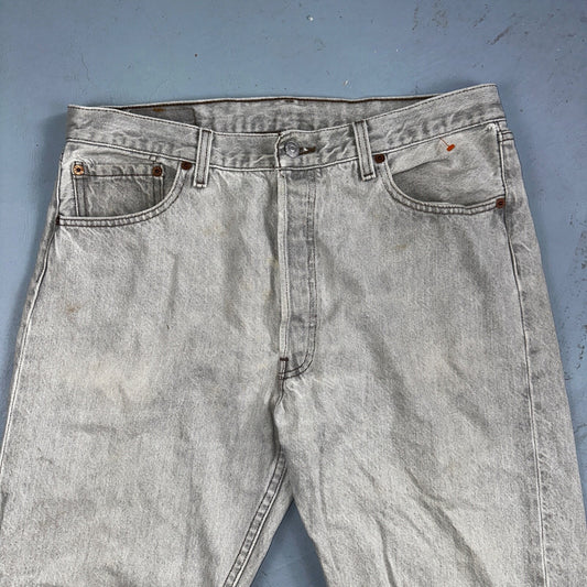 Levis 501 Vintage 90s USA XX Straight Leg Jeans Gray Light Wash 36x32 Act 33x30