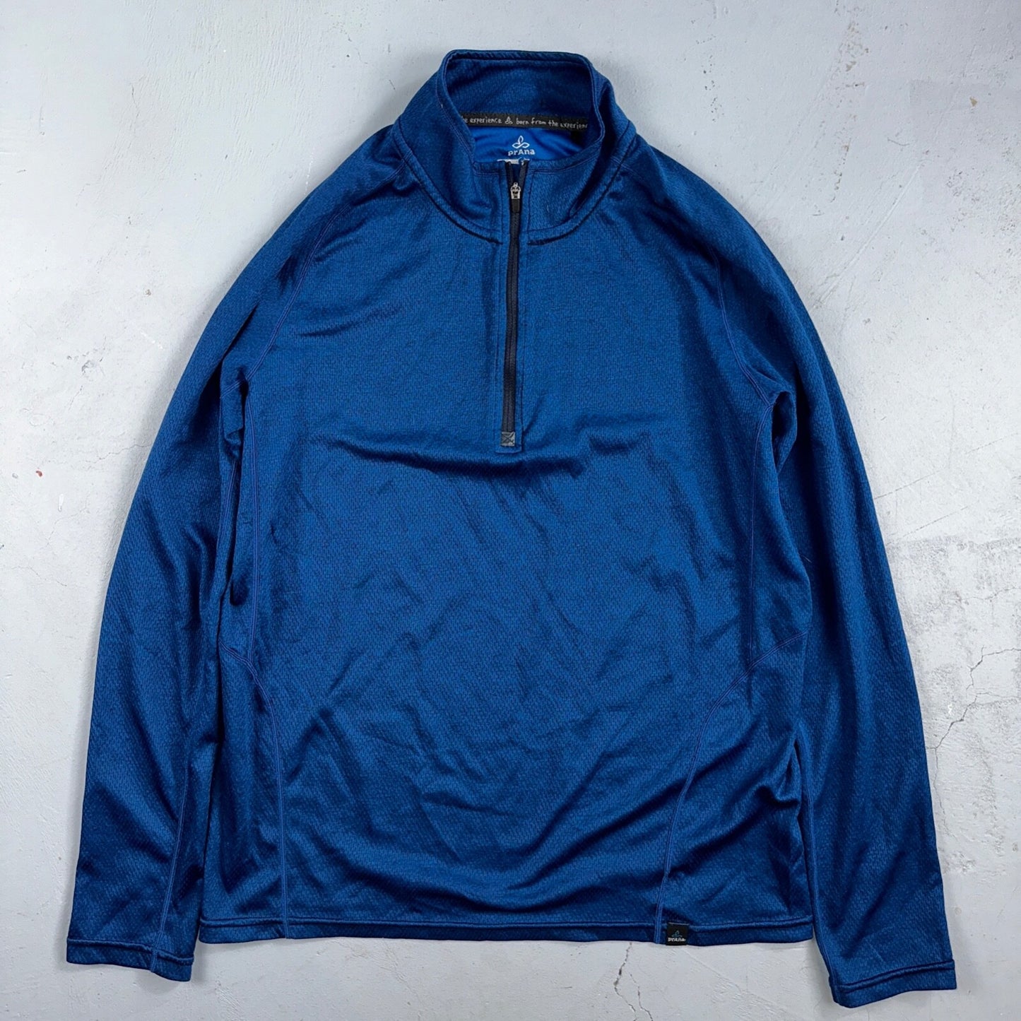 USA Prana Mens S 1/4 Zip Sweater Polyester Blue Outdoors Active Jacket