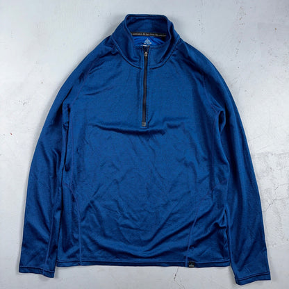 USA Prana Mens S 1/4 Zip Sweater Polyester Blue Outdoors Active Jacket