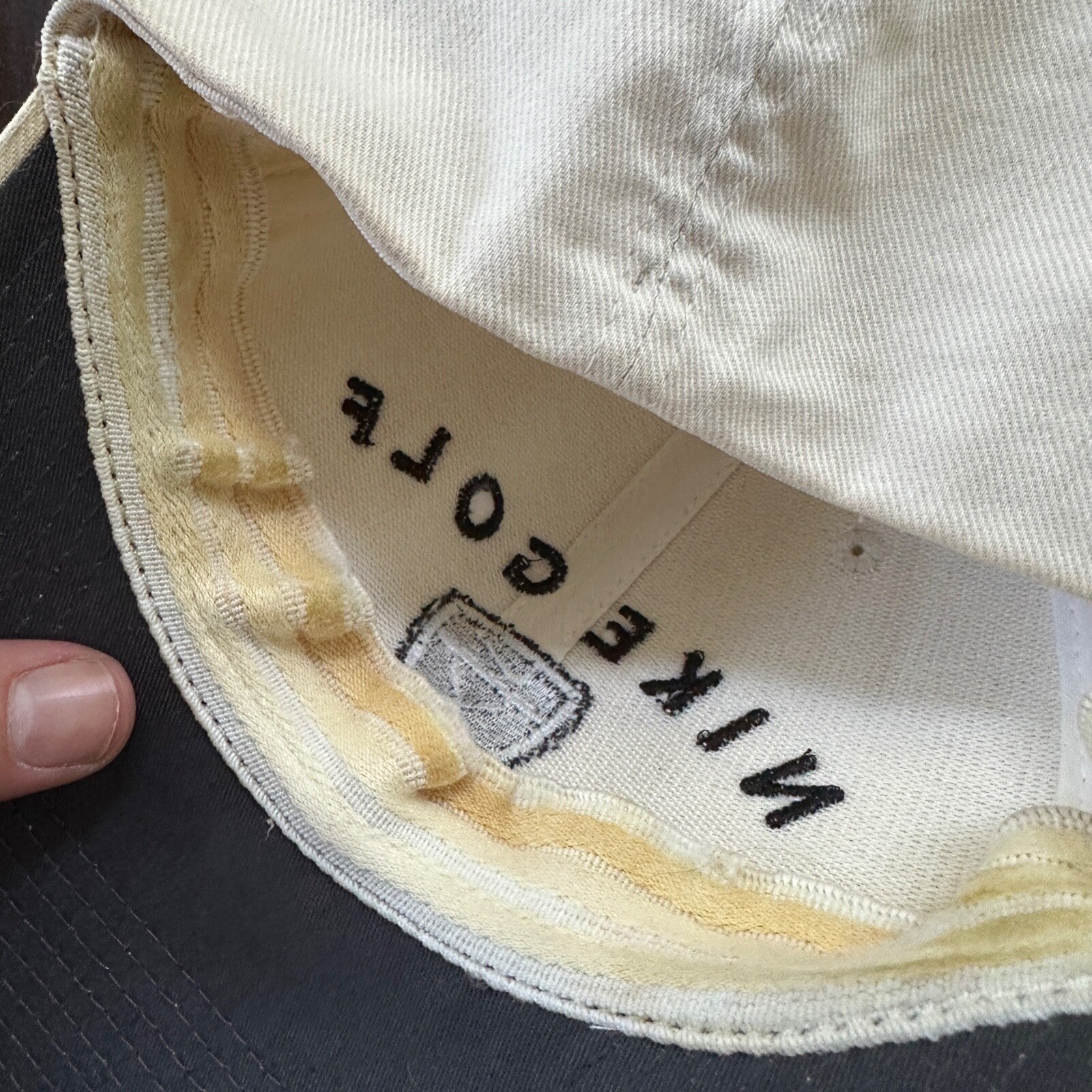 Nike Golf Y2K VTG Hat Cap Snapback White Yellowish Fitted L/XL