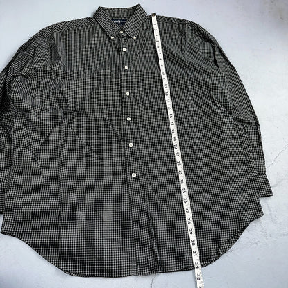 Ralph Lauren Polo VTG Button Down Shirt Men's L Black Plaid Blake Checker Board