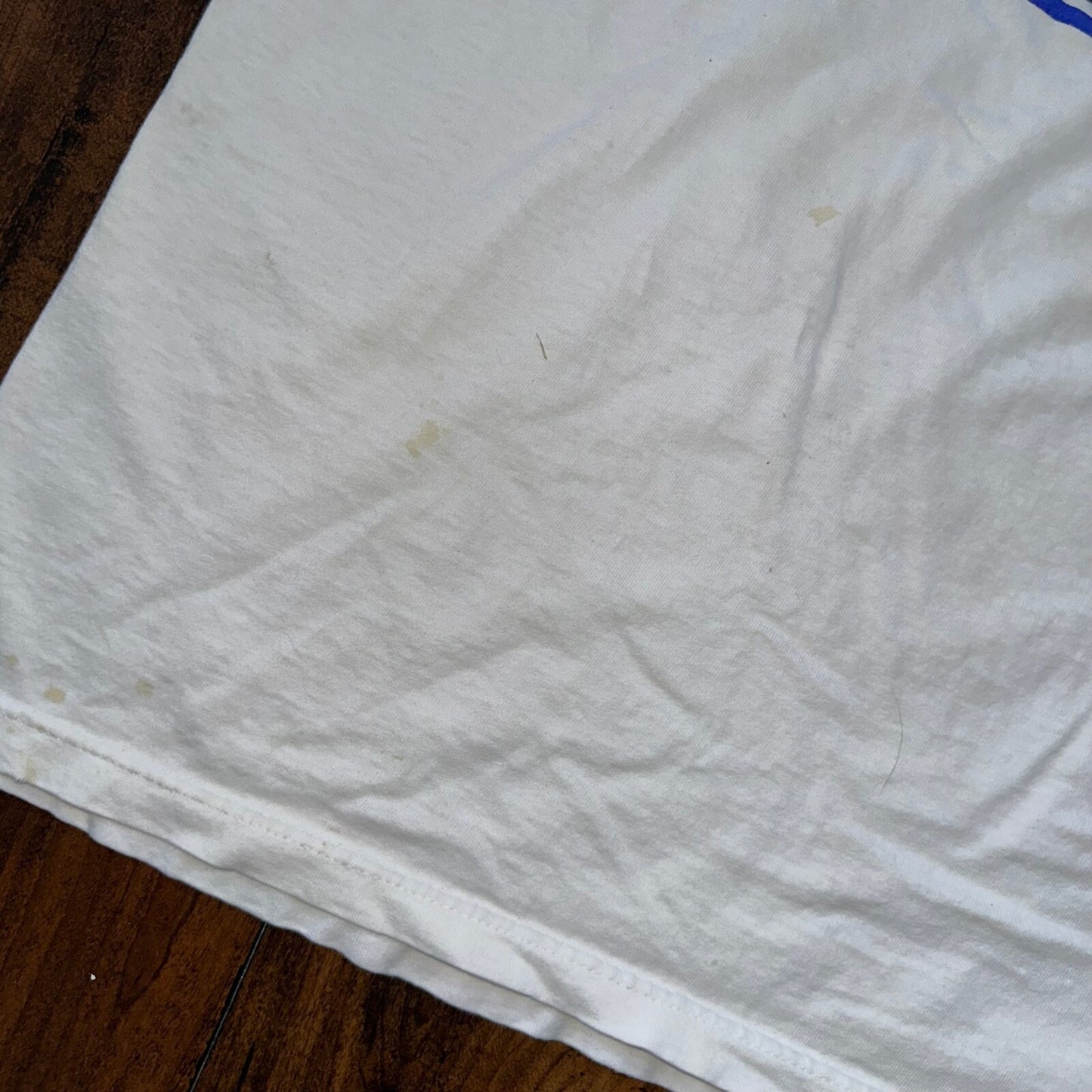 Adidas White Short Sleeve Vintage T Shirt Logo Thrashed 90s Y2K Cut Torn Rap