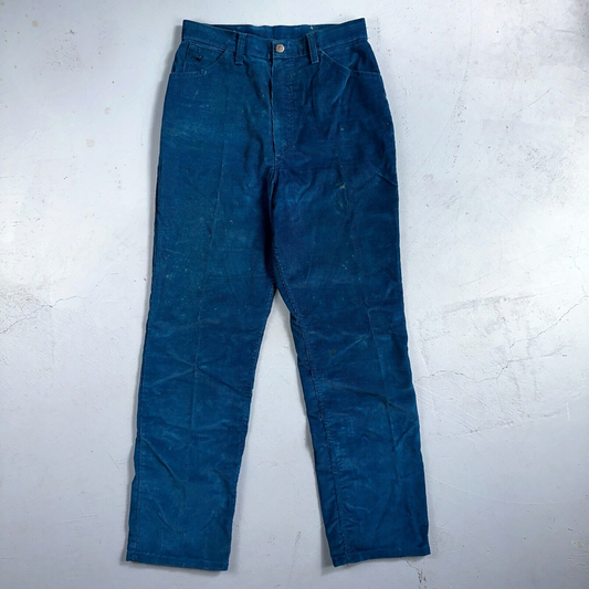 Wrangler Vintage 1960s Bright Peacock Blue High Waisted Corduroy Pants Misses 12