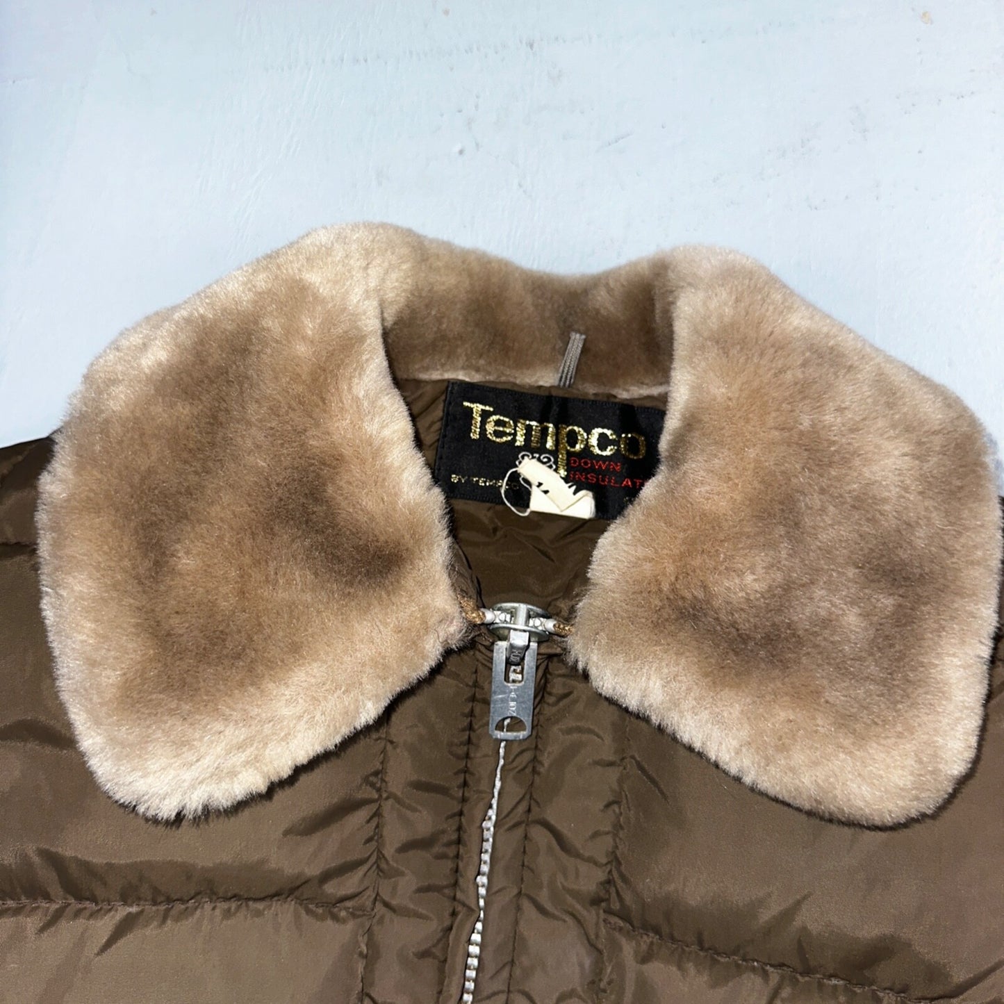 Vintage Tempco Goose Down Insulated Puffer Jacket Brown Size 14 USA 1970s 70s