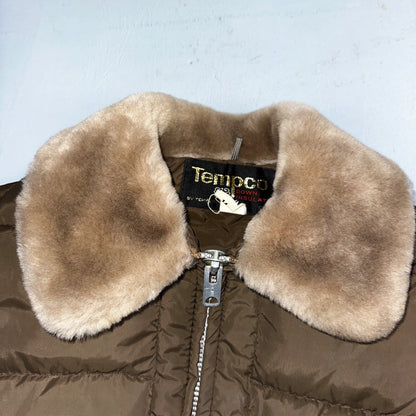 Vintage Tempco Goose Down Insulated Puffer Jacket Brown Size 14 USA 1970s 70s