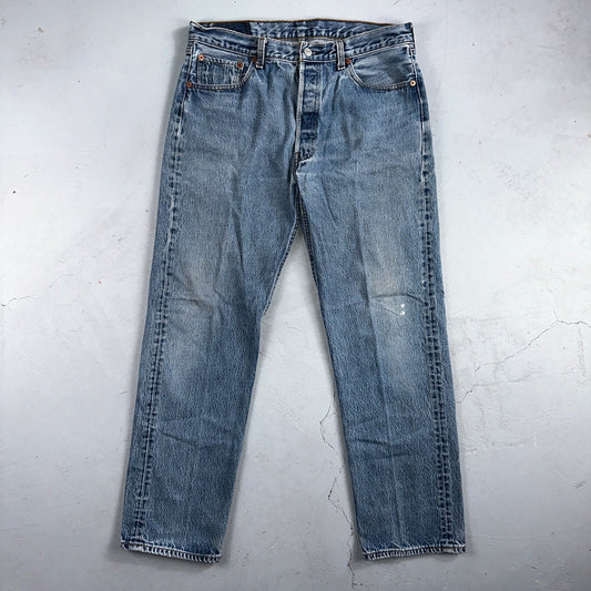 Levis 501 Vintage 90s USA XX Straight Leg Jeans Blue Light Wash 35x34 Act 33x30