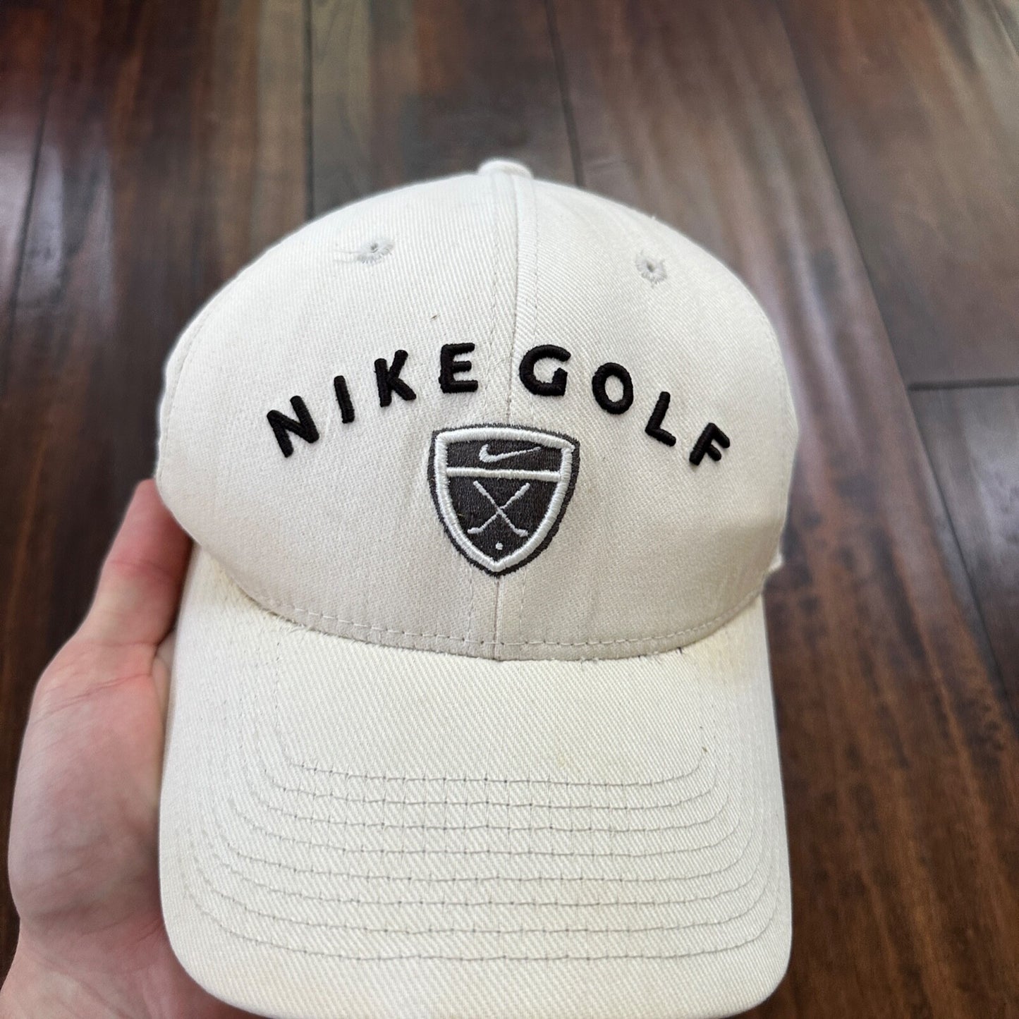 Nike Golf Y2K VTG Hat Cap Snapback White Yellowish Fitted L/XL