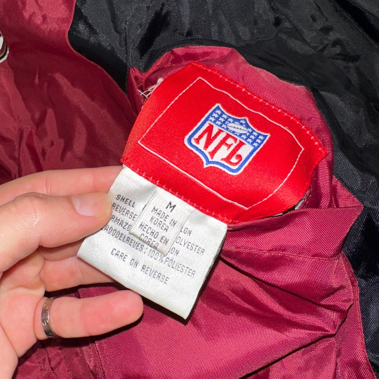 NFL SF San Francisco 49ers Fleece VTG Reversible Red & Black Jacket Size M