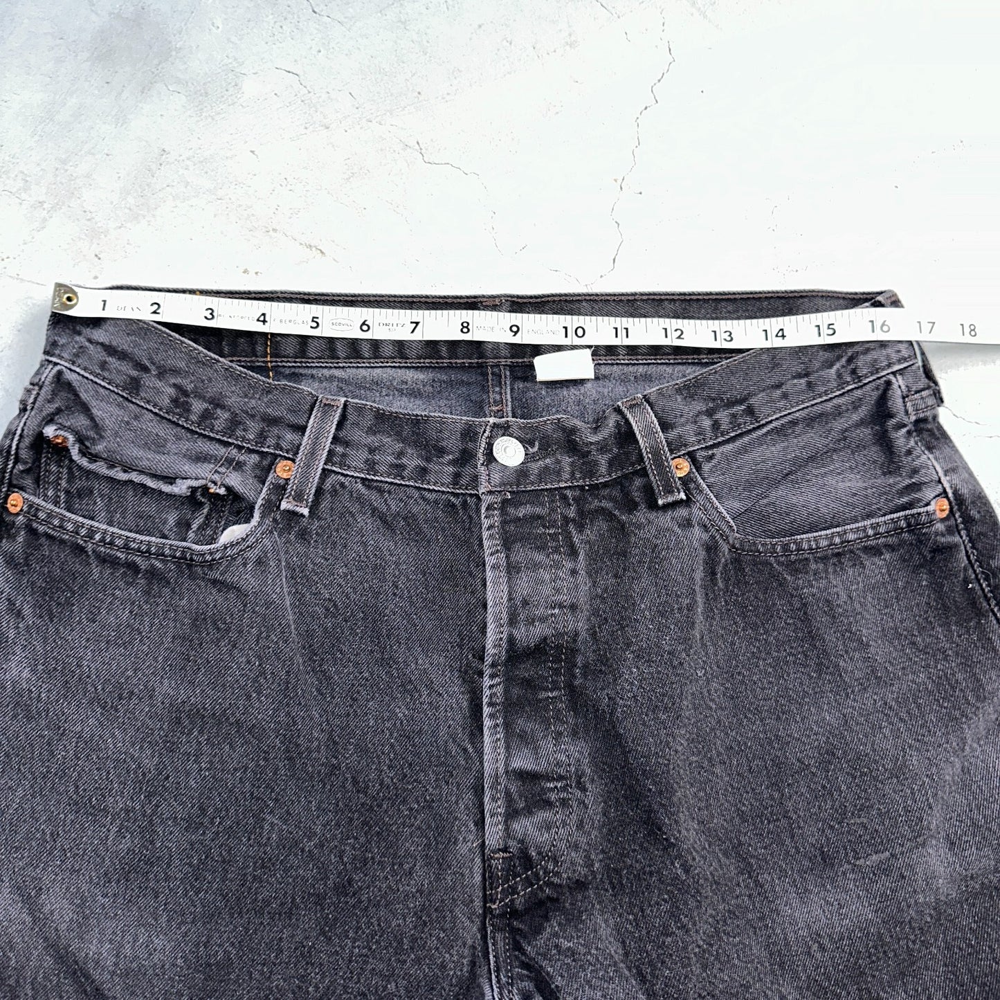 Levis 501 Vintage Y2K XX Straight Leg Jeans 90s Black Med Wash 36x34 Act 31x32