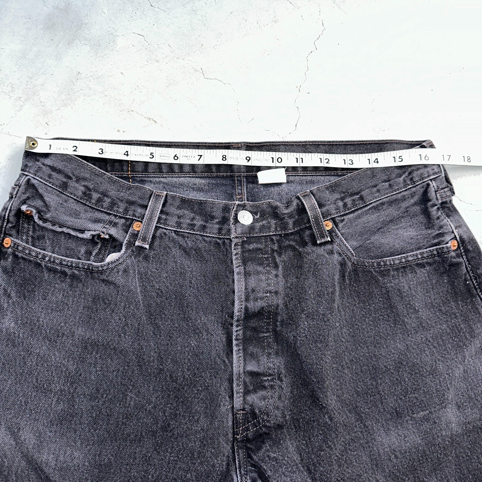 Levis 501 Vintage Y2K XX Straight Leg Jeans 90s Black Med Wash 36x34 Act 31x32