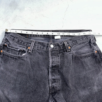 Levis 501 Vintage Y2K XX Straight Leg Jeans 90s Black Med Wash 36x34 Act 31x32