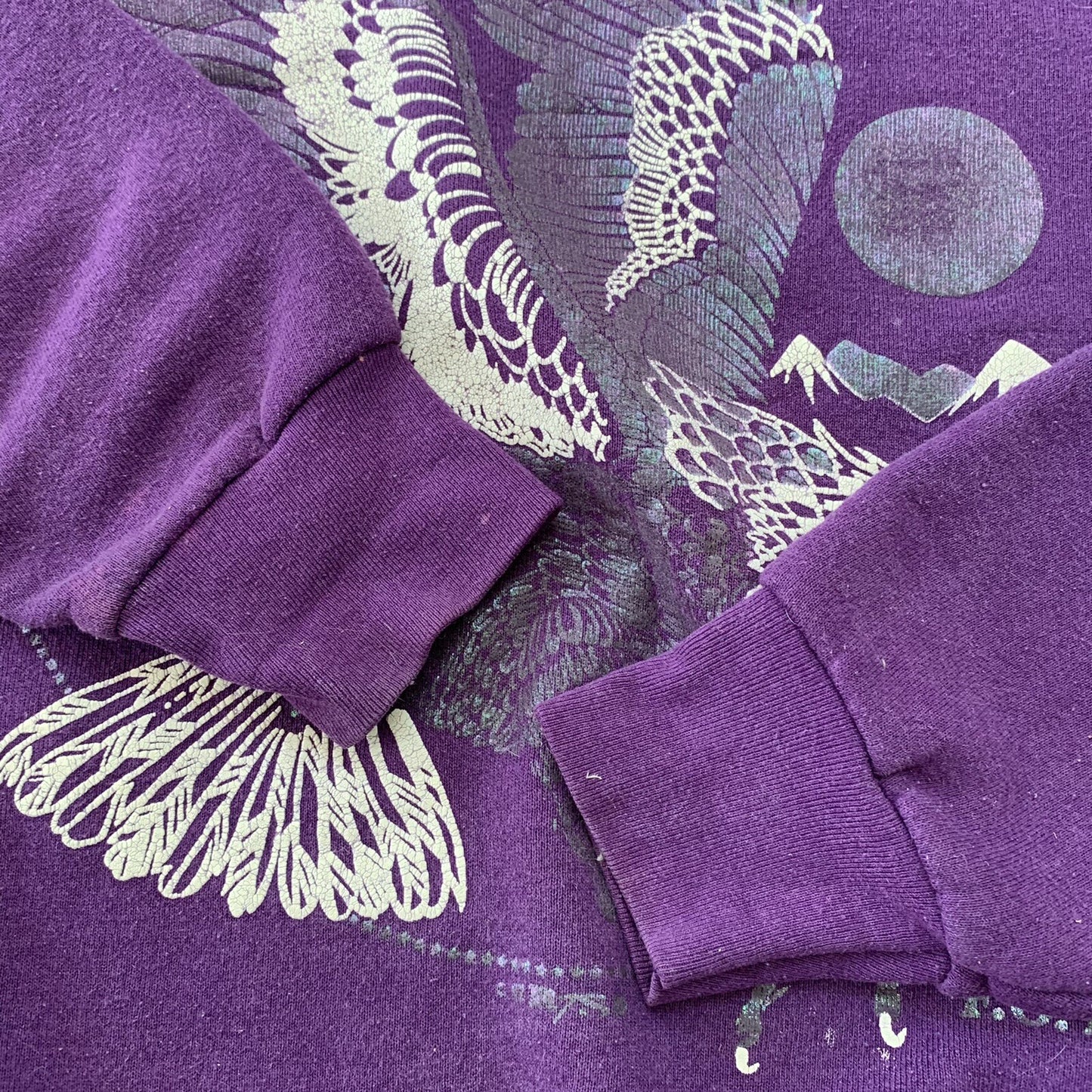 Bald Eagle Hologram Shiny Pearl Vintage 90s Sweatshirt Jumper Purple FOTL USA