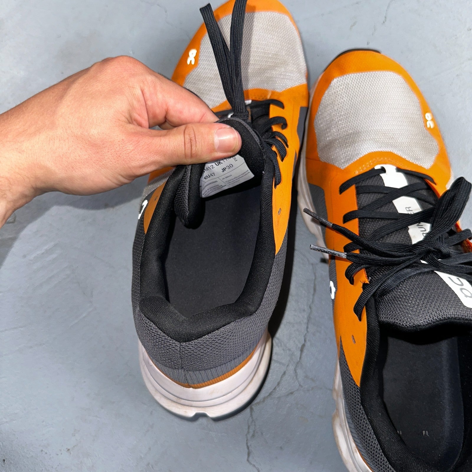 On Cloud Cloud Runner Running Shoes Men’s Sz 12 Orange Gray Athletic Trainers