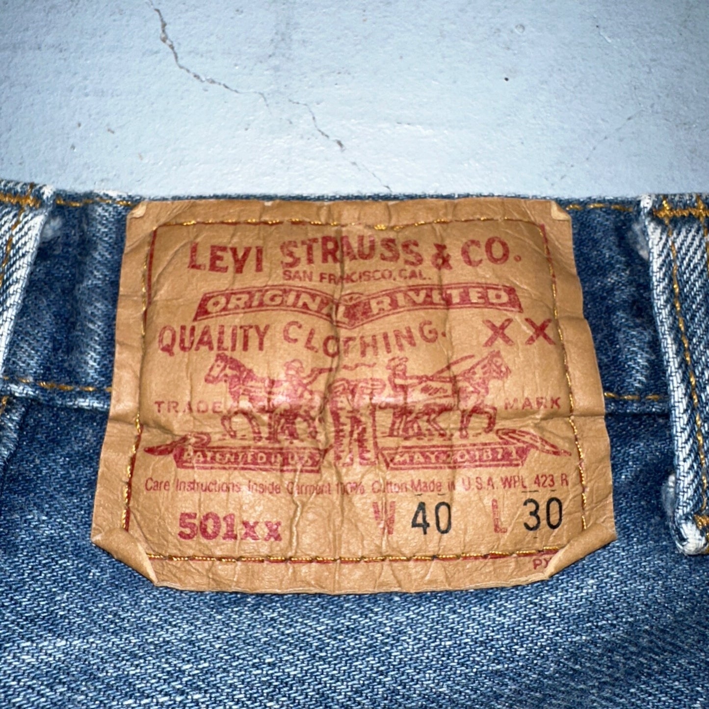 Levis 501 Vintage 90s USA XX Straight Leg Jeans Blue Med Wash 40x30 Act 36x27