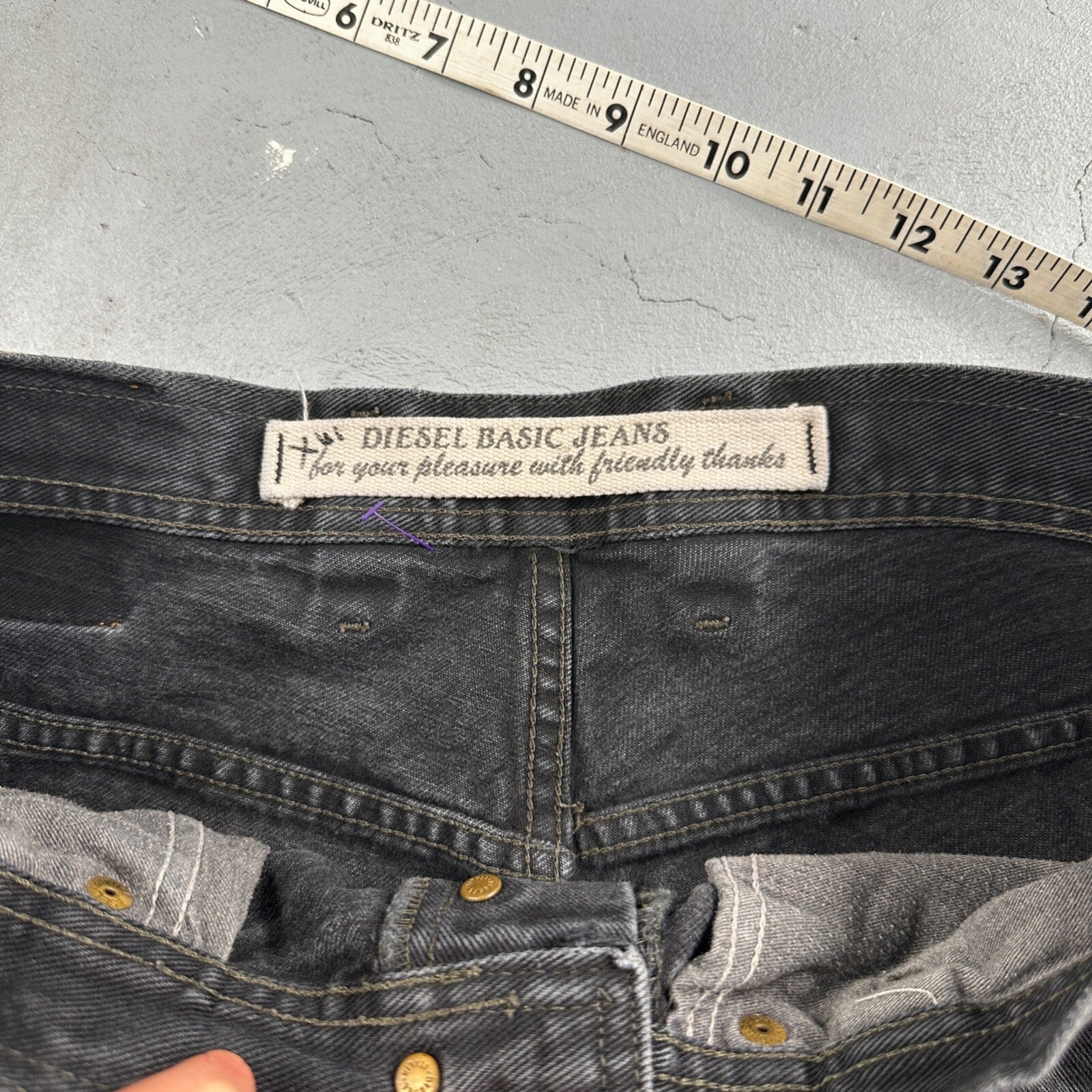 Vtg Diesel Men Saddle Relaxed Fit Black Jeans 32x33 Fits 31"  Made in Italy Y2K