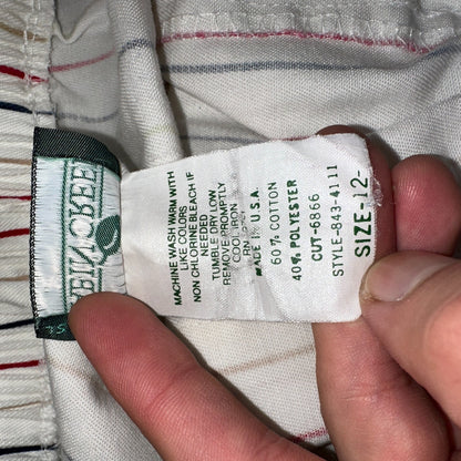 Cabin Creek Shorts Womens 12 Red White Striped Front Cotton Blend High Rise