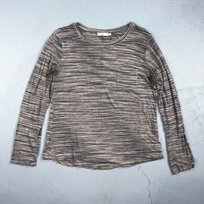 Prana Long Sleeve T-Shirt Activewear Womens Size L Gray Striped Mulitcolor