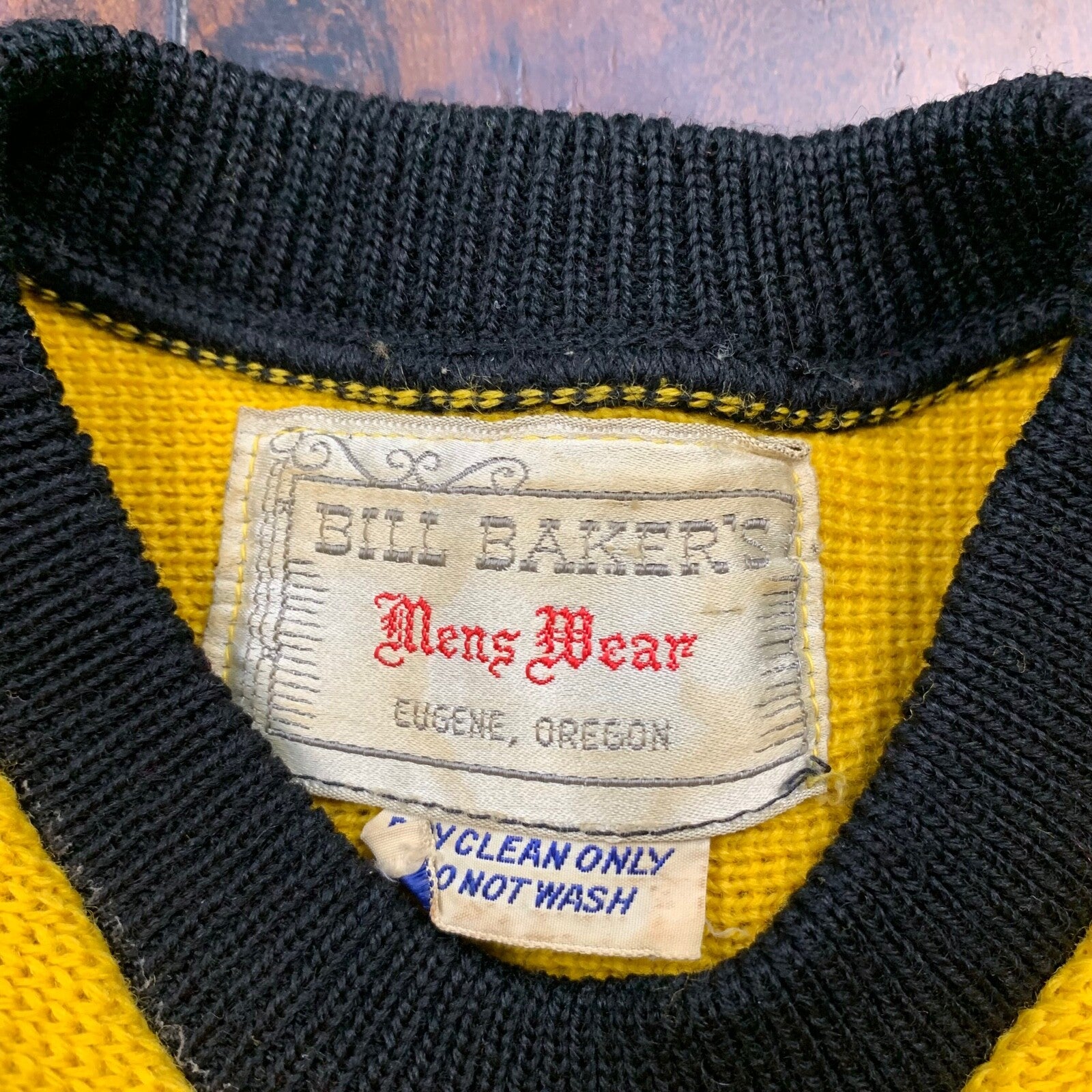 1950s Bill Bakers Oregon 50s USA Made Vintage Sweater Yellow Wool 40s Rockabilly