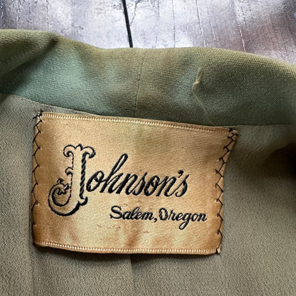 1950s Teal Green VTG 2 Piece Womens Houndstooth Suit Joselli MCM Wool 50s 40s