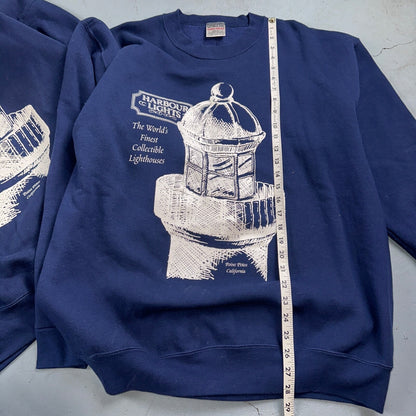 Oneita Sweatshirt XL VTG Crewneck Sweat Harbour Lights Lighthouse USA 90s Lot 2