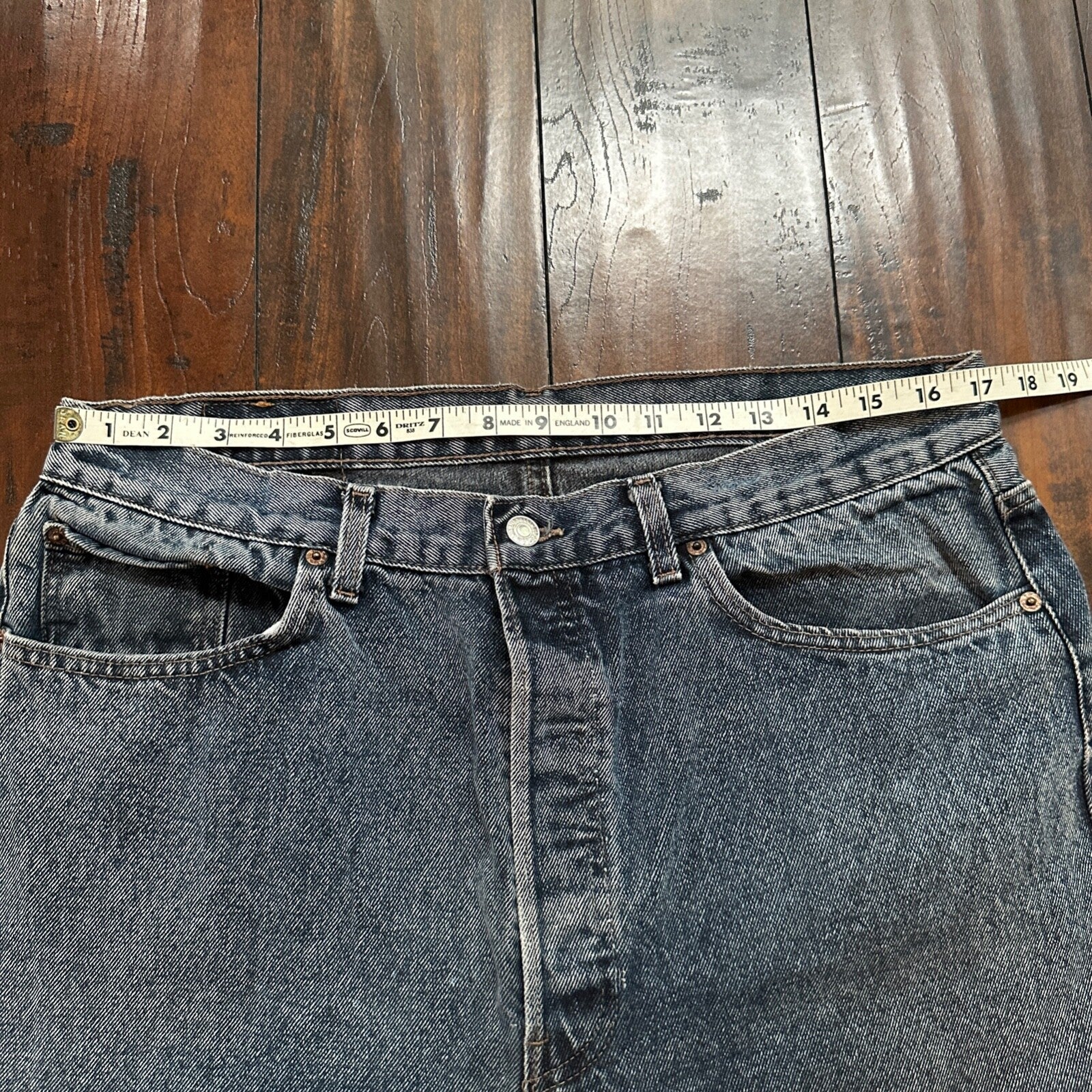 VTG 90s Levis 501 Button Fly 38x32 USA Tag Jeans Straight Wash Blue XX Act 34x30