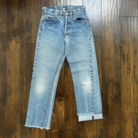 Levis Vintage 80s Redline Selvedge USA 501 XX Jeans 66 70s Light 27x36 Act 25x27