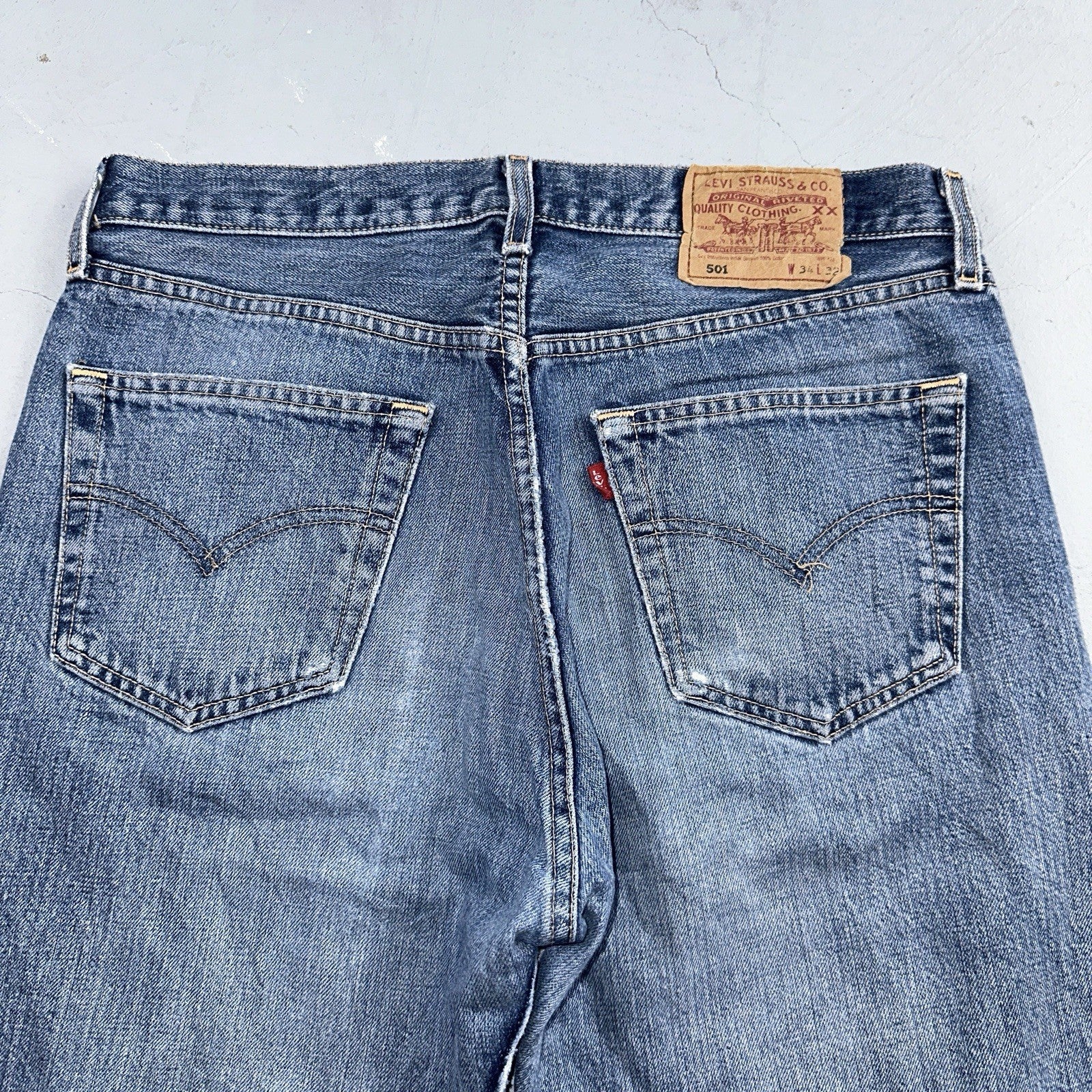 Levis 501 Vintage 90s Y2K XX Straight Leg Jeans Blue Med Wash 34x32 Act 33x31