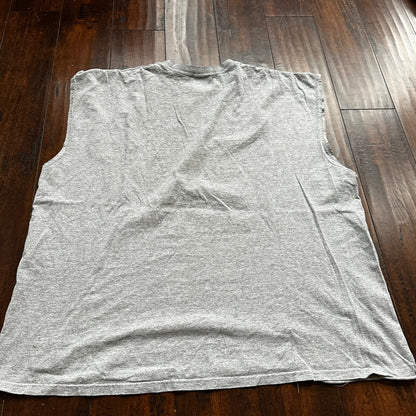 Nike Trashed Center Swoosh Vintage T Shirt 90s Basic Grey Gym Rat Stained