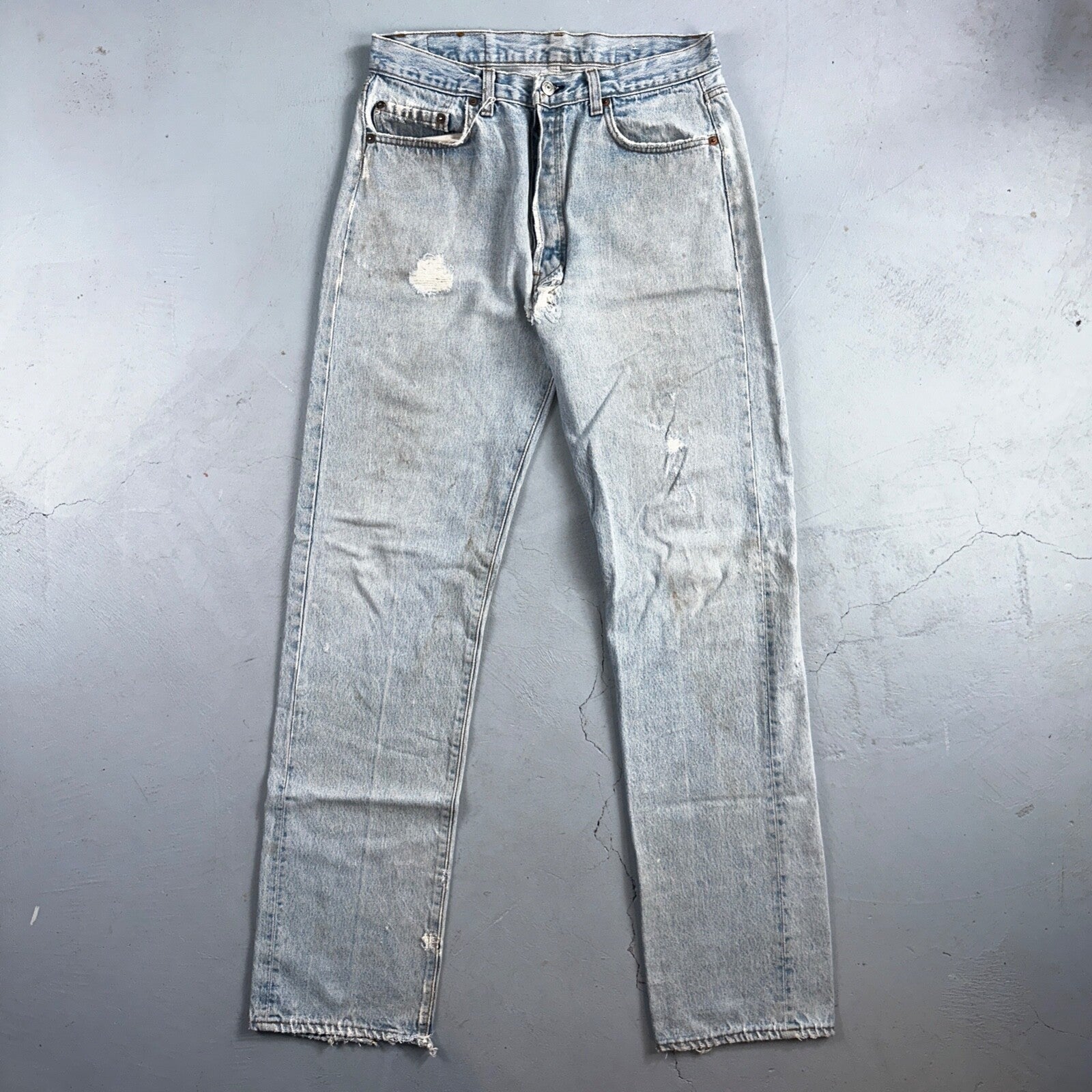 Levis 501 Vintage 80s USA XX Straight Leg Jeans Blue Light Wash 34x36 Act 31x34